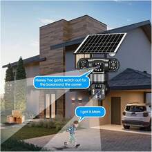 Triple V380 Lens Camera Security Solar With 4G Sim Card 12MP Indoor And Outdoor Smart Wireless WiFi CCTV View Motion Video Surveillance Monitor 4G Cam Add 32Gcard - 黑色 - 查看 6