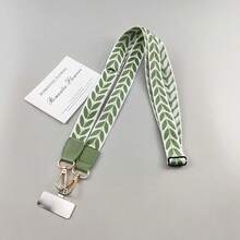 1pc Woven Polyester Teacher Lanyards With Leaf Print, Pearl Accents & Phone Tether Kit, Boho-Chic & Functional Style Neck Straps, Ideal For Holding IDs, Phones & Keys, Perfect For Classrooms, School Events & Daily Commutes. - 黑色 - 查看 11