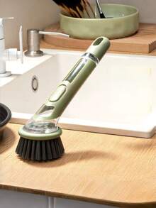 符合人体工学的洗碗刷，带皂液器 - 加长手柄，可更换刷头，轻松清洁锅碗瓢盆和水槽 - 厨房必备工具 - 彩色 - 查看 4