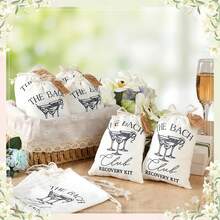 24 Pack Hangover Recovery Kit Bags With Drawstring Thank You Cards Perfect For Parties Events - The Bach Club - View 3