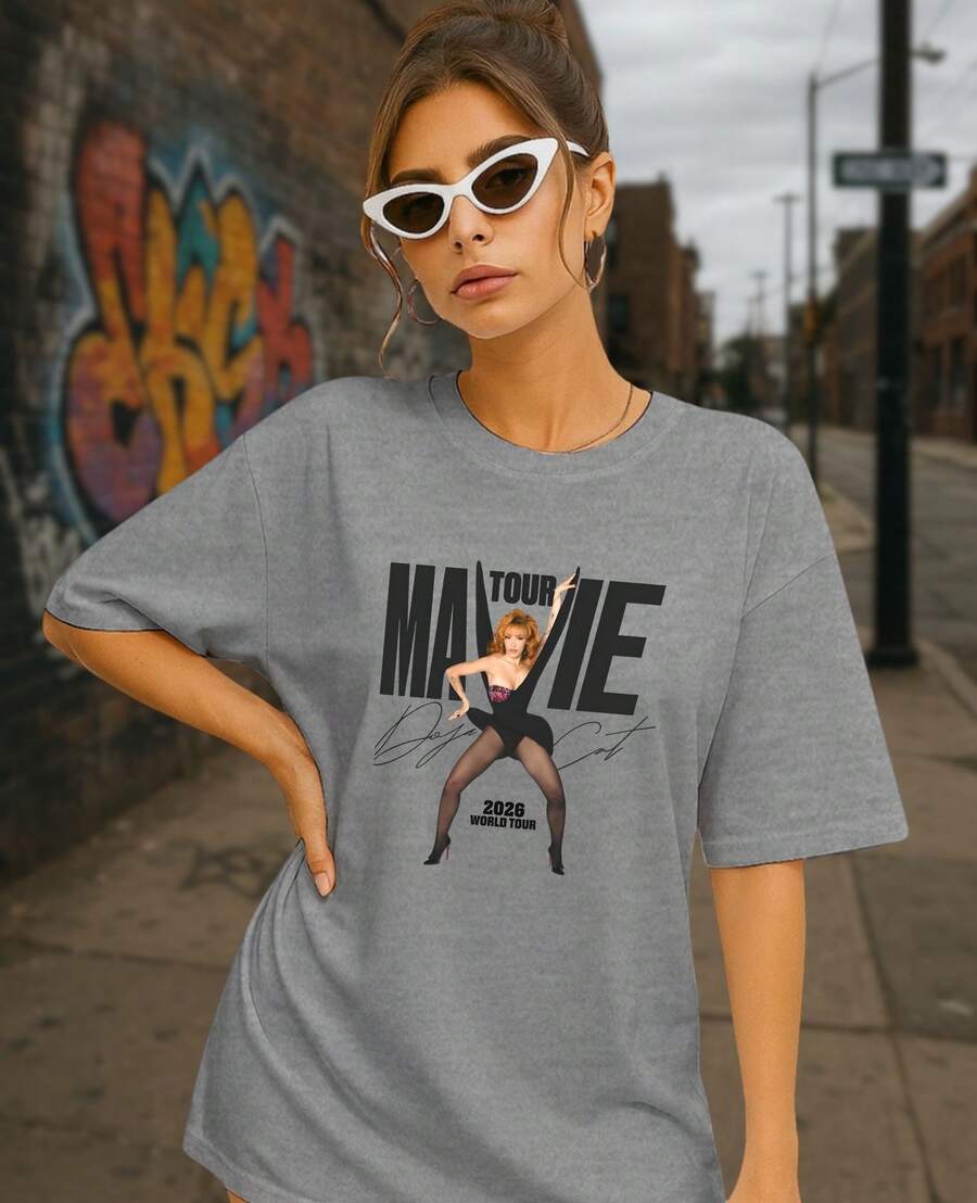 Camiseta Unissex Doja Cat Rapper Americana Cantora Ma Vie World Tour Album - Cinza - Visão 1
