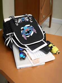 1pc Durable Cartoon Print Large Capacity Polyester Backpack, Zipper Closure, Multi-Compartment, Lightweight Foldable Design, Suitable For School And Travel, Hand Wash, Student Backpack | Vibrant Backpack | Durable Backpack | Ramadan Kareem - Square - View 6