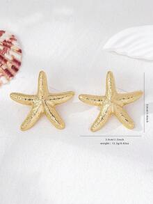 1 Pair Asymmetrical Starfish Stud Earrings, Simple & Fashionable, Suitable For Daily Wear, Party, Beach, Wedding, Prom, Campus, Banquet