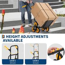 3 In 1 Industrial Convertible Stair Climbing Cart,1000 LBS Capacity With 6-Wheel Folding Hand Truck Dolly Cart With Telescoping Handle And 2 Elastic Rope For Transport & Moving In Warehouse,Yellow - Màu vàng - Xem 7