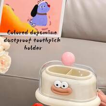 1pc Dopamine Creative Toothpick Holder, Household Desktop Organizer Toothpick/Cotton Swab Storage Container - Multicolor - View 3