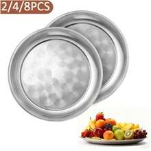 2/4/8件套不锈钢圆形大餐盘（30厘米），大容量食物托盘，加厚，可用洗碗机清洗 - 适用于家庭和餐厅 - - - 查看 1