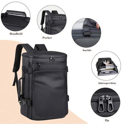 男士商务背包，大容量PU皮笔记本电脑包，适合工作和旅行，情人节和父亲节送给他的礼物