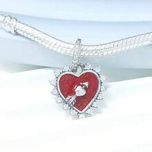 1个金色爱心LOVE红色箭头穿过爱心的吊坠，孔径4.5毫米，适合蛇骨链手链DIY饰品，女士日常佩戴 - 心形吊墜 - 查看 5