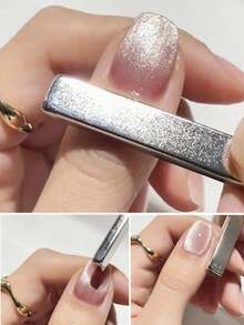 Professional Magnetic Nail Tool For 3D Stripe And French Design With Eye Magnet Gel Polish Manicure Art Supplies Back To School Season Fake Nails Application Strong Thick Bar - Silver - View 5