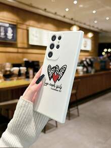 1pc Perforated Edged Letter Heart Painted Thick Anti-Drop Phone Case, Compatible With Samsung Galaxy S26/S26PLUS/S26 Ultra, S25/S25PLUS/S25 Ultra, A17/A07/A16/A36/A26/A56/A50/A12/A32/A52/A72/A51/A21S/A13/A14, S24/S24PLUS/S24Ultra, S22/A52/A53/A54/A55, 11/12Pro/12/12X/13Pro/14Pro/15Pro, Redmi 10/9/Note9/12c/Note11pro/Note8Pro - Multicolor - View 4
