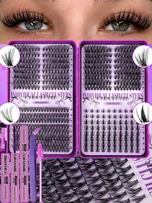 528/544/608 Styles False Eyelash Clusters, Density From 10D To 100D, Mixed Styles Available, 10-18mm Length D-Curl Voluminous, Ultra-Light & Soft, Suitable For Natural Makeup DIY. Set Includes Lash Clusters, Tweezers, Lash Glue, Lash Brush, 2026 Limited Edition - Multicolor - View 18