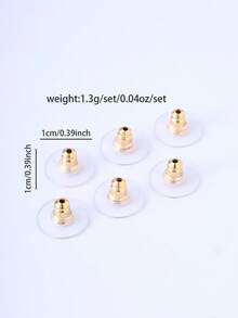 6 piezas de tapones de oído dorados, diseño minimalista unisex, almacenamiento de pendientes - 6 tapones para los oídos de oro - Ver 2