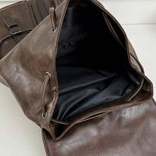 Vintage Uniform Style Backpack, Large Capacity Messenger Bag, Leather-Feel Travel Backpack - Multicolor - View 10