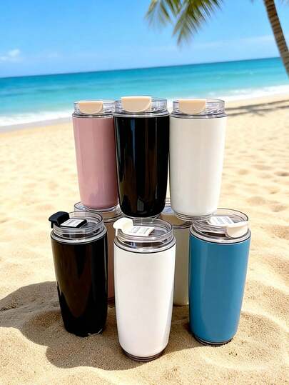 Hoogwaardige roestvrijstalen reisbeker voor koffie, met een roestvrijstalen binnenbekleding, corrosiebestendig en geurloos, voor langdurig gebruik. Vacuümstructuur, geschikt om dranken warm of koud te houden, kan warme koffie en koude dranken bevatten.