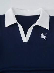 Bộ áo thun ngắn tay và quần dài in hình hoạt hình dành cho bé gái tuổi teen - Xanh đậm - Xem 3