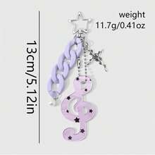 1件装 女士新款韩版复古波点音符亚克力钥匙扣配饰，创意复古可爱派对包挂饰 - 彩色 - 查看 8