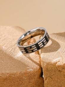 1 pièce Bague en acier inoxydable rétro pour hommes avec effet de corrosion - A - Voir 2