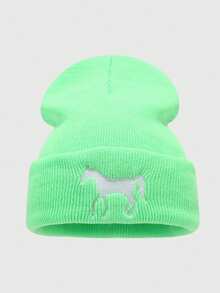 1顶小马宝莉图案刺绣几何针织帽，男女通用，冬季保暖户外嘻哈风保暖帽 - 馬 - 查看 10