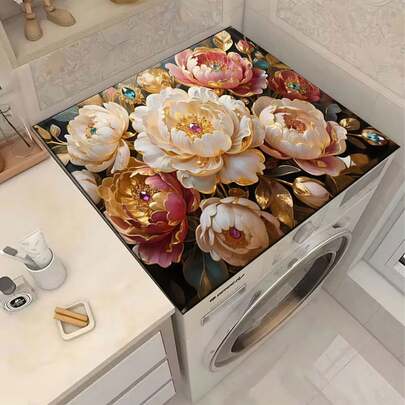 1pc Floral Protective Pad - Scratch-Resistant, Absorbent And Durable Washing Machine And Refrigerator Pad, Suitable For Laundry Room, Kitchen Countertop, Dishwasher , Easy-To-Clean Surface, Fits Washing Machines, Modern Home Decor Design To Prevent Scratches And Spills