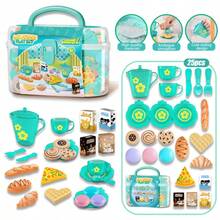25 piezas Juego de postre de té de la tarde, vajilla de postre realista, juego de cocina de juego de roles, juego de té, caja de almacenamiento de juguetes, juguete interactivo para niños y niñas, regalo creativo para cumpleaños, color y estilo aleatorios - Multicolor - Ver 12