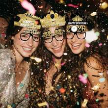 Regalos para Fiestas de Nochevieja 2026 Diadema y Gafas de Feliz Año Nuevo Suministros para Fiestas de Fin de Año 2026 Atrezzo para Fotos de Año Nuevo - ANTEOJOS - Ver 2