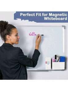2pcs/Set, 1 Magnetic Pen Holder, Magnetic Whiteboard Pen Holder, Large Capacity, Strong Magnetic Suction, Suitable For Refrigerator, Whiteboard, Storage Cabinet, Can Be Used As Desk Organizer, Pen Bag, Pen Holder, Plush Pen Bag, Cute Pen Bag, Office Desk Organizer, Material Optional, Marker Pen Holder, School Stationery Storage, Teacher Gift, Kitchen Decor, Dormitory Essential, Storage Room, Christmas Decor, Travel Essential, Bachelor Party Supplies, Office Desk Accessories, Home Decor - Multicolor - View 4