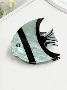 1件装女士甜美可爱仿珍珠海洋元素仿条纹鱼发夹，粉色、黄色、蓝色可选，马尾发髻发型配饰，适合海滩度假、日常出行，优雅可爱 - 彩色 - 查看 12