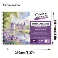 A5/A4 Professional Watercolor Sketchbook - 300gsm Waterproof Washable Paper - 16 Sheets Vibrant Color Retention - Castle Landscape Design (Spring, Summer, Autumn, Winter) - Professional Quality Watercolor Sketchbook For Artists, Painters & Hobbyists - Spiral Bound, Acid-Free, Portable Art Journal For Creative Drawing, Studio & Art Class - Multicolor - View 14