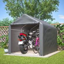 Grauer Fahrrad-Garage / Werkzeugschuppen 160x220x165 Cm Mit Rolltor - Wasserdichtes PE-Material - Grey - View 3