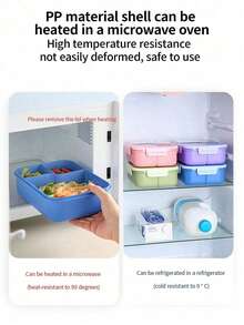 Microwave- Bento Box With Sauce Compartment, Leak-Proof Sealed Plastic Rectangular Lunch Box, Stackable Reusable Durable, Includes Utensils, Cute Lunch Box - 49oz/1450ml - View 9