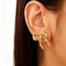 10件套波西米亚风树脂蝴蝶结多元素耳环套装，适合日常搭配、节日佩戴和送礼。 - 金色 - 查看 3