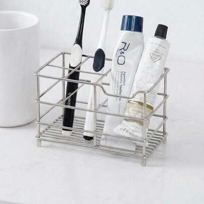 1 件简约不锈钢牙刷收纳架：也适用于化妆品和杂物整理浴室装饰秋季装饰返校