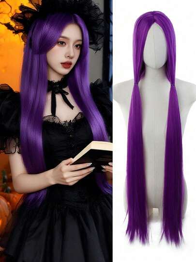 40 Inch Wig With Headband, Multi-Color Straight Wig For Hairstyle Practice, Multifunctional Cosplay Wig, Full Head Coverage, Suitable For Halloween