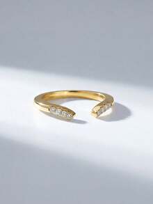 1pc 925 Sterling Silver Elegant Precise V-Shaped 4-Claw 3 Carat Oval Cubic Zirconia Ring, Women's Date Night Gift, Timeless Classic Ring, Luxury Jewelry Gift For Valentine's Day - Gold - View 18