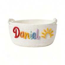 1个个性化字母手工编织篮，星星、太阳、月亮图案，复活节日期，家居收纳篮，派对礼品篮，装饰礼品，复活节礼物，梳妆台美学 - 彩色 - 查看 27
