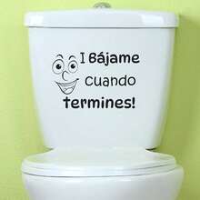 1pc Spanish "Bye Bye" Vinyl Toilet Sticker, Removable Bathroom Wall Decal, Spanish Bathroom Humor Sticker, Bathroom Wall Decor, Funny Spanish Quote Sticker, Suitable For Toilet And Bathroom Walls, Unique Home Decor - Black - View 3