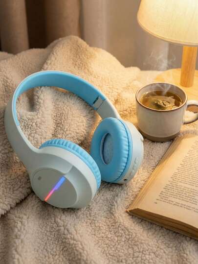 Gerripuer Passivt brusreducerande trådlösa over-ear-hörlurar, 5.3 Bluetooth, infällbara och vikbara, USB-C, musik, samtal, djup bas, HD, modepresent till nyår, alla hjärtans dag, kvinnor