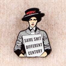 Cartoon Figures Series Enamel Pin Feminism Quotes Brooch Pins Lapel Pin Badge On Backpack Clothing Accessories Jewelry Friends Gifts - Black - View 7