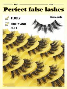 10 Pairs Clear False Eyelashes With D-Curl, Suitable For Daily And Party Makeup, Long-Lasting And Natural Eyelash Extension - Fluffy Lashes - View 3