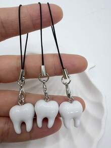 1个/3个趣味白色牙齿手机挂件 - 彩色 - 查看 2