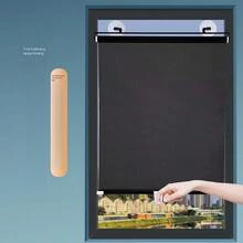 卷帘、拉帘式厨房窗帘、阳台遮阳帘、遮光、隔热、免钻孔安装 - 黑色 - 查看 9