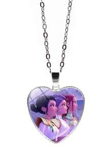 Kpop DemonHunteSK-POP 恶魔猎手女团心形项链配饰，卡通心形吊坠毛衣链 - 彩色 - 查看 2