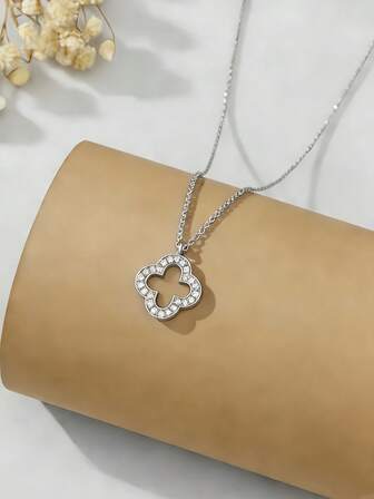 1 pieza Collar, collar con colgante de trébol de cuatro hojas de moda lujosa, decoración de clavícula, regalo para la vuelta al cole