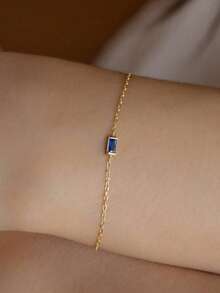 1pc Elegant Bracelet, Women's Jewelry, S925 Sterling Silver Minimalist Chain Bracelet, Exquisite Jewelry, Friendship Gift For Sister - Gold - View 4