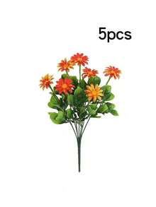 10束户外塑料雏菊仿真花，抗紫外线，仿真灌木花卉，适用于家居、酒店、办公室、婚礼、派对、花园、门廊、窗户、葬礼、摄影，也适用于复活节、情人节、母亲节、圣帕特里克节装饰，多色秋季装饰，秋季派对装饰，室内，家居，墙面装饰 - 彩色 - 查看 20