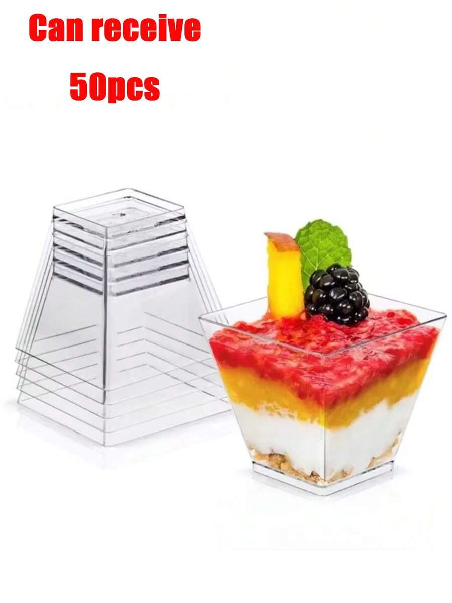 50/25/5个装 透明甜点杯 2盎司/60毫升 迷你甜点杯 适用于甜点、布丁、慕斯、酸奶、小吃 - 彩色 - 查看 1