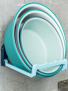 1pc Foldable Washbasin Rack, Wall-Mounted Bathroom Basin Holder, No Drilling Required - Multicolor - View 7