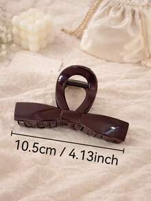 2个/1个女士豹纹蝴蝶结爪夹，巧克力色蝴蝶结爪夹组合，时尚发夹，优雅简约，纯色发夹，适合日常、休闲、派对、海滩、度假、发型设计、洗脸/洗头、化妆、服装配饰，秋季时尚发夹，秋季发饰，冬季发夹，春季发夹，夏季发夹 - 彩色 - 查看 2