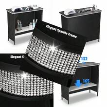 Mesa plegable portátil de manicura Xcceries con decoración brillante y 2 estantes, estación de trabajo para técnicos de uñas - como en la foto - Ver 1