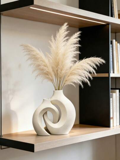 2 piezas Juego de jarrones con corona floral moderna, jarrones decorativos de estilo minimalista creativo para sala de estar, entrada, estantería, repisa de chimenea, centro de mesa